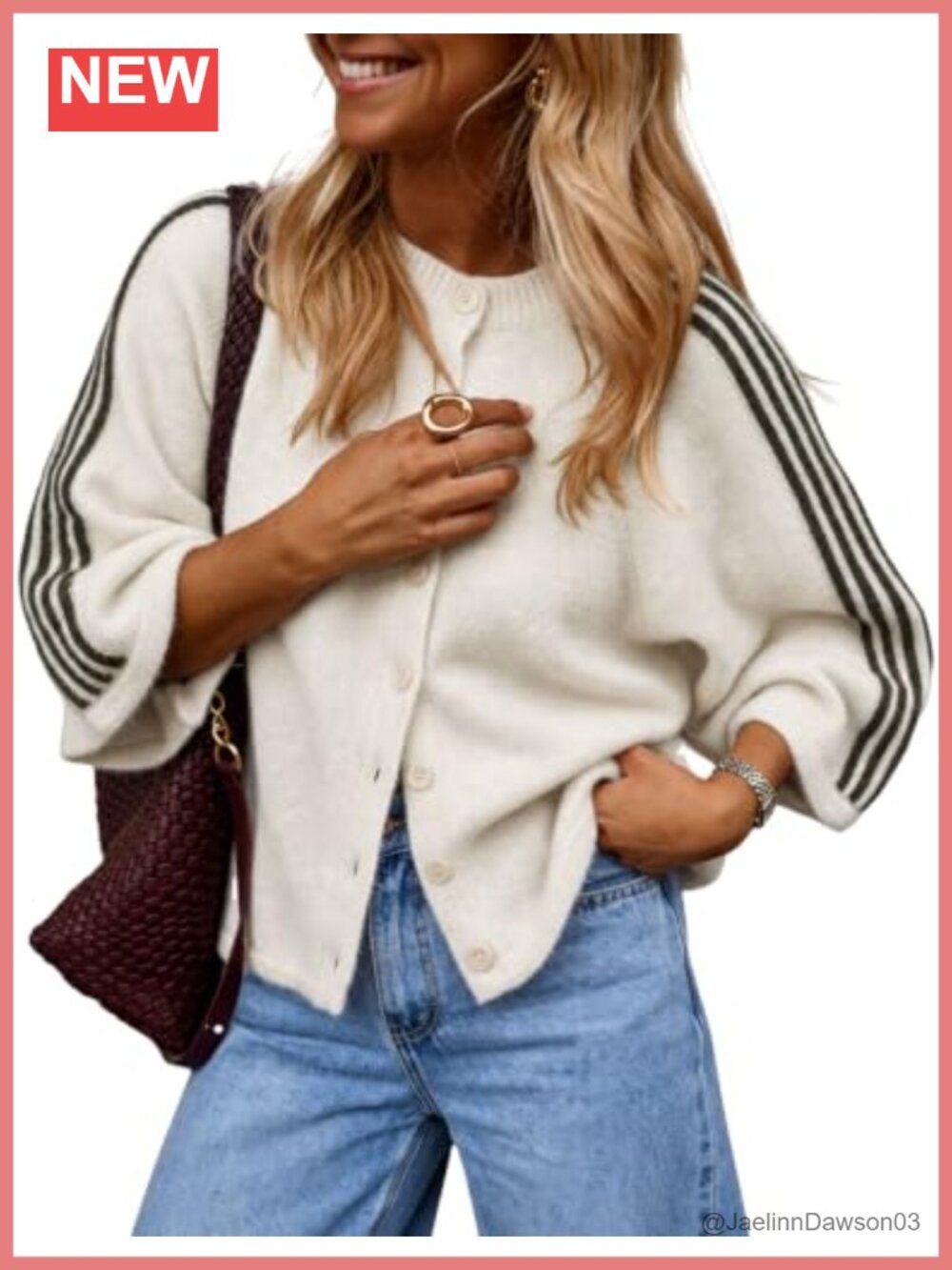 Women's Oversized Striped Cardigan Short Sleeve Button Front Sweater